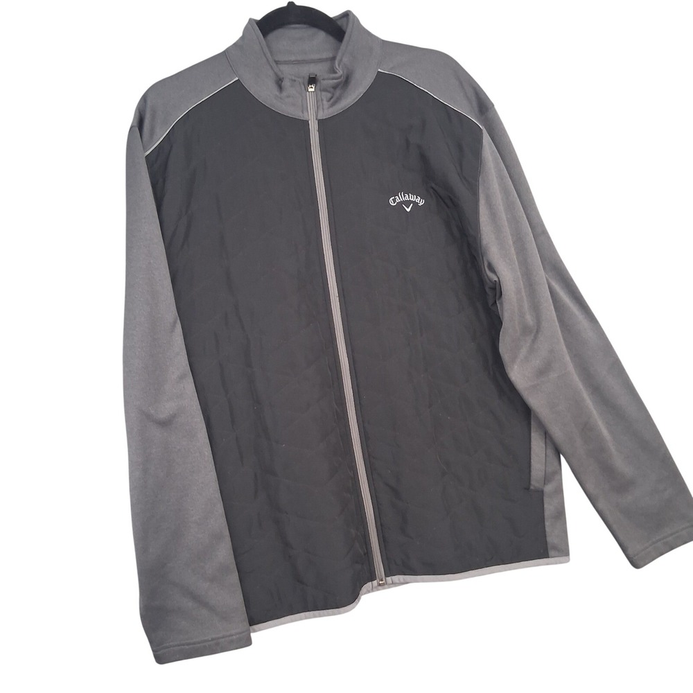 Callaway Mens XLarge Golf Jacket Quilted Full Zip Gray Athletic Lightweight